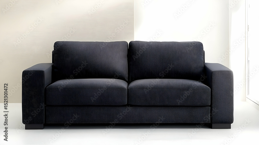 Fototapeta premium Dark Gray Fabric Sofa With Minimalist Design