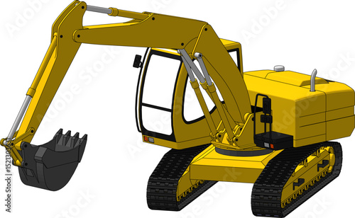 Excavator isolated on a white background. Vector illustration.