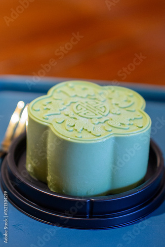 chocolate cake on a blue background