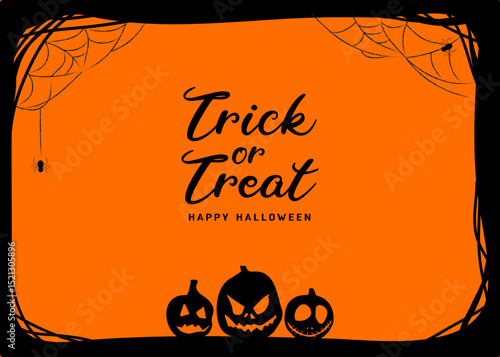 세 개의 호박과 거미줄을 활용한 할로윈 배너