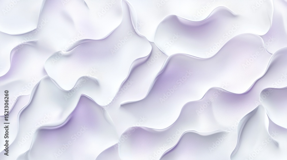 Fototapeta premium Abstract, flowing shapes in light lavender and white.
