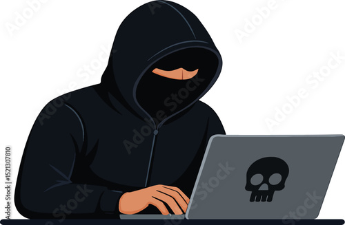 hacker stealing data from laptop