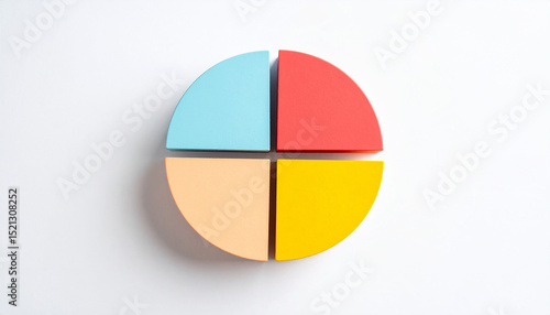 Free Download Top view pie chart with 4 segments, perfect for visual data representation and infographic use. - GFXLoad