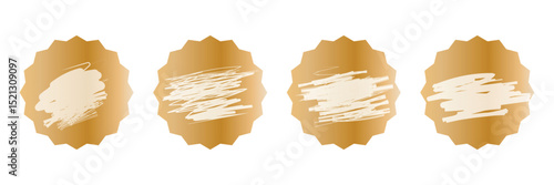 Set of golden scratch card surfaces with scraped textures isolated on white background. Collection of lotto winner, money prize, sale coupon, jackpot scratch cards Vector illustration.