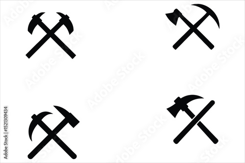 Crossed Hammers and Pickaxes: Icon Set Vector illustration Set