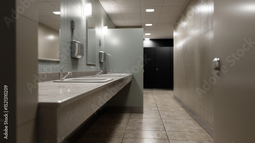 Clean and modern public restroom.