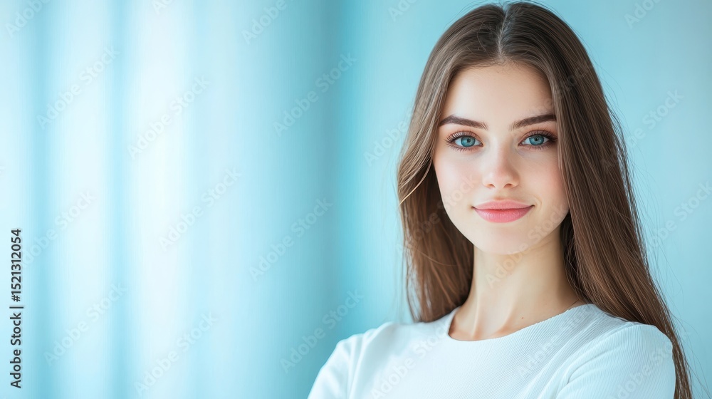 Fototapeta premium Confidence Woman standing tall with a confident smile in a professional setting.