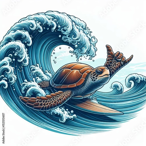 Turtles Sea turtles riding waves enjoying