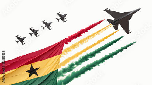 Ghana flag jets airshow design element isolated