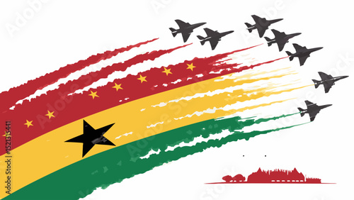 Ghana flag airshow design element transparent background