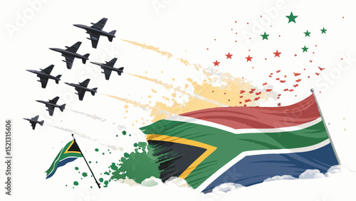 South africa flag airshow jets patriotic design element