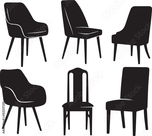 Black chair silhouette collection vector illustration furniture design home decor interior design 100 char
