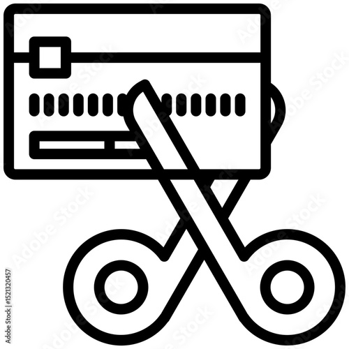 Card scissor  icon for bankruptcy , website, application, printing, document, poster design, etc