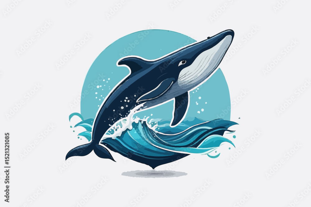 Obraz premium Dynamic Whale Leaping from Ocean