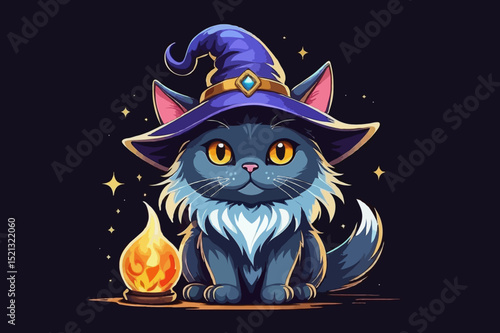 cute cartoon cat wizard wallpaper - magical feline familiar