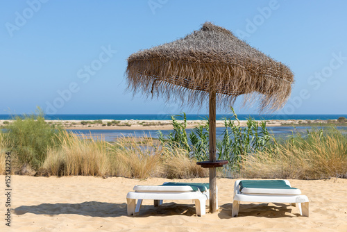 Beach hut on the beach, Ria formosa natural park, Algarve