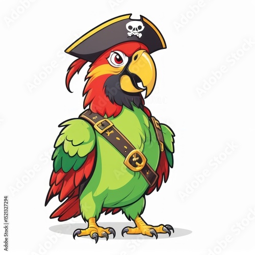 Pirate Parrot Cartoon Illustration A Colorful and Fun Design