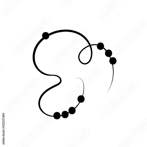 Beads on a string, beads, continuous single line art drawing sketch, logo