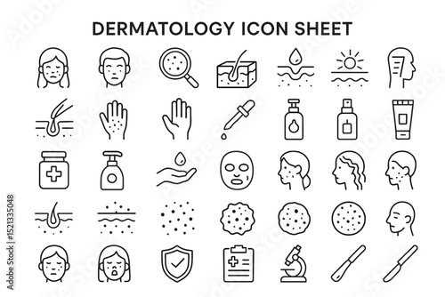 Dermatology Icons: Comprehensive collection of dermatological icons, meticulously crafted, ideal for medical professionals and skincare enthusiasts.