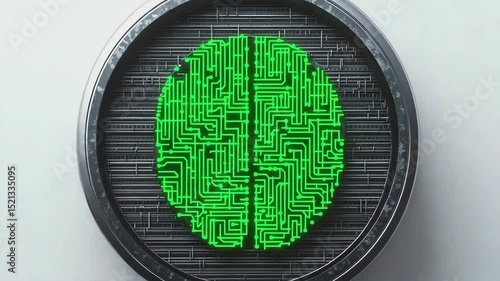 Circuitry brain graphic on metallic disc