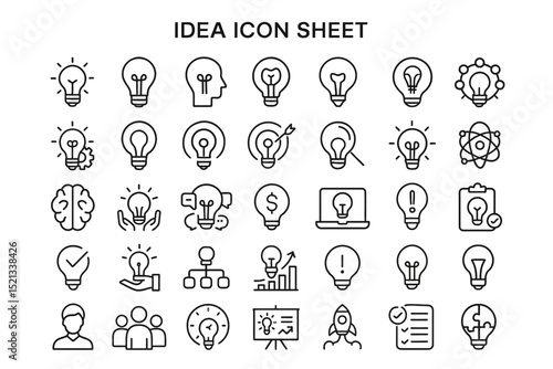 Illumination Array: A meticulously crafted array of iconic lightbulb symbols, each representing a unique spark of innovation and conceptual thought.