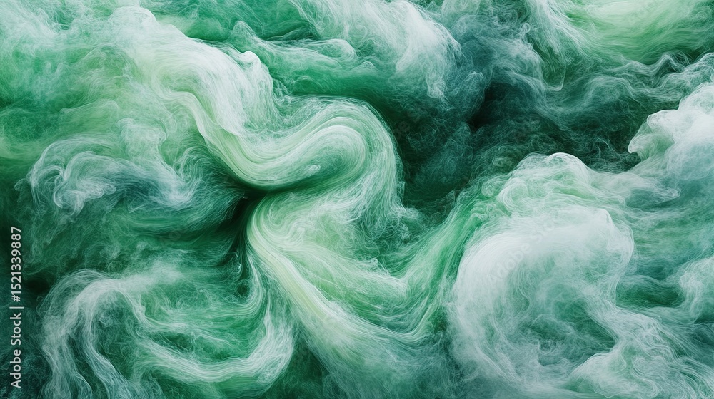 Fototapeta premium Abstract swirling green ink underwater, texture background, design