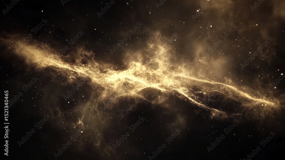 Fototapeta premium Golden nebulae formations in deep space.