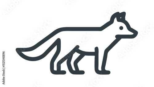 Icon Cunning Fox Silhouette with Bushy Tail and Perked Ears