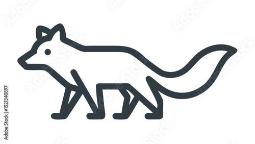 Icon Cunning Fox Silhouette with Bushy Tail and Perked Ears