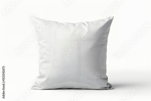 Square throw pillow mockup upright on plain white background, soft fabric texture, realistic folds, high-quality blank
