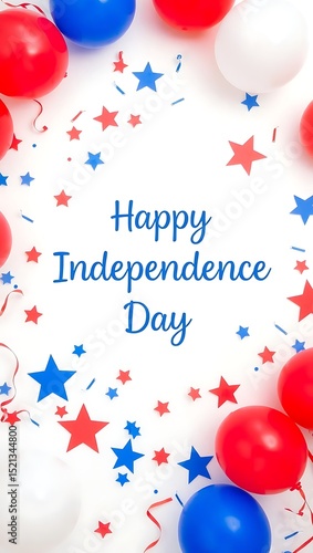 Happy Independence Day: Festive Balloons and Stars