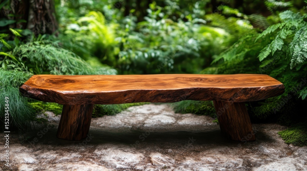 A beautifully crafted wooden bench rests amidst a lush green garden, inviting relaxation and reflection, symbolizing connection with nature and moments of peace in an organic setting. A beautifully crafted wooden bench rests amidst a lush green garden, inviting relaxation and reflection, symbolizing connection with nature and moments of peace in an organic setting.