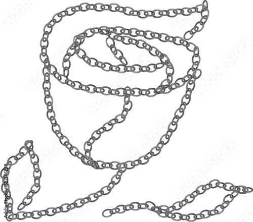 シルバーチェーンで描いたバラのイラスト素材　Adobe Illustrator Artwork