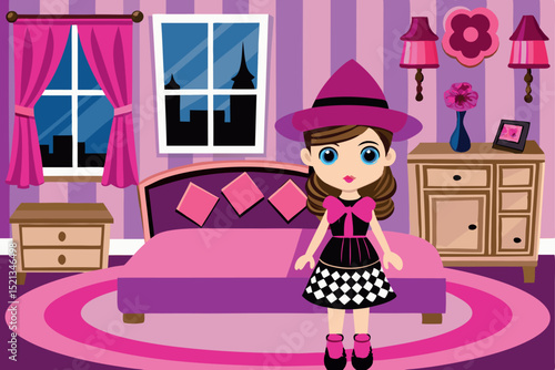 make a teenage girl bedroom with a Parisian eps.