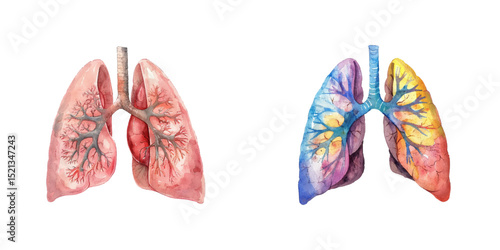 lungs watercolor vector illustration
