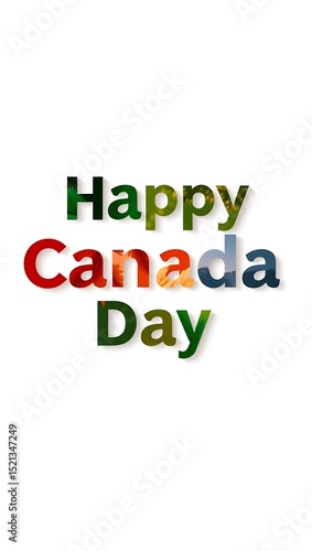 Happy Canada Day: A vibrant text graphic with nature scenes