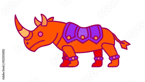 Cute and Expressive Logo Icon of a Thunderous Rhino with Armored Plates and a Powerful Horn