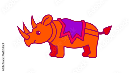 Cute and Expressive Logo Icon of a Thunderous Rhino with Armored Plates and a Powerful Horn
