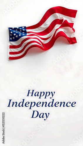 Happy Independence Day: An American Flag Waves Proudly