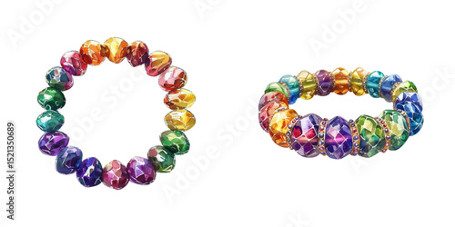 mardi gras chunky bracelet watercolor vector illustration