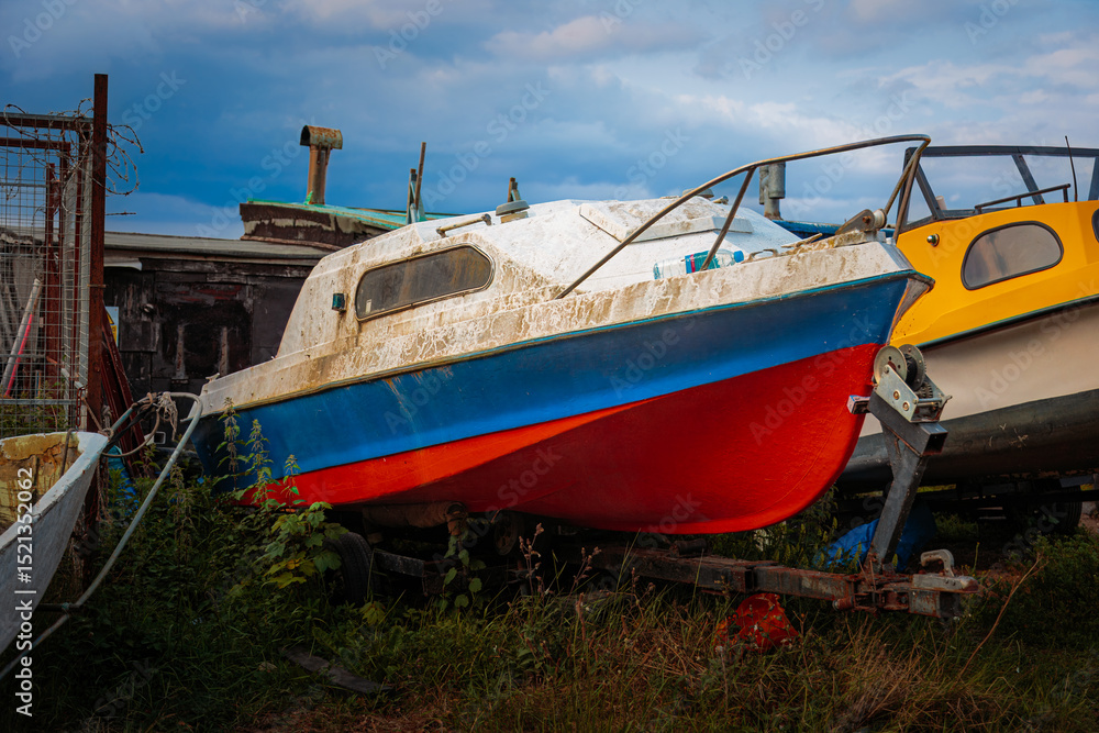 Boat Moored and in the Boat Yard, Wansbeck Estuary, Cambois, Northumberland 3rd June 2025. Boat Moored and in the Boat Yard, Wansbeck Estuary, Cambois, Northumberland 3rd June 2025.