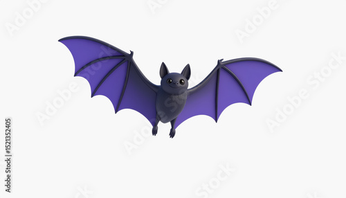 Charming 3d flying bat in full body position isolated on a bright white background for fun and creative projects