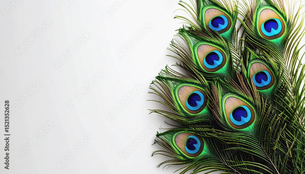 Obraz premium Stunning 3d peacock feather isolated on white background showcasing vibrant colors and intricate pattern design