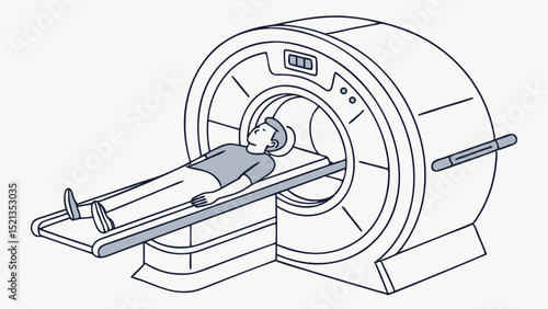 A person lies on a table inside a mri machine getting a medical scan in a hospital or medical facility