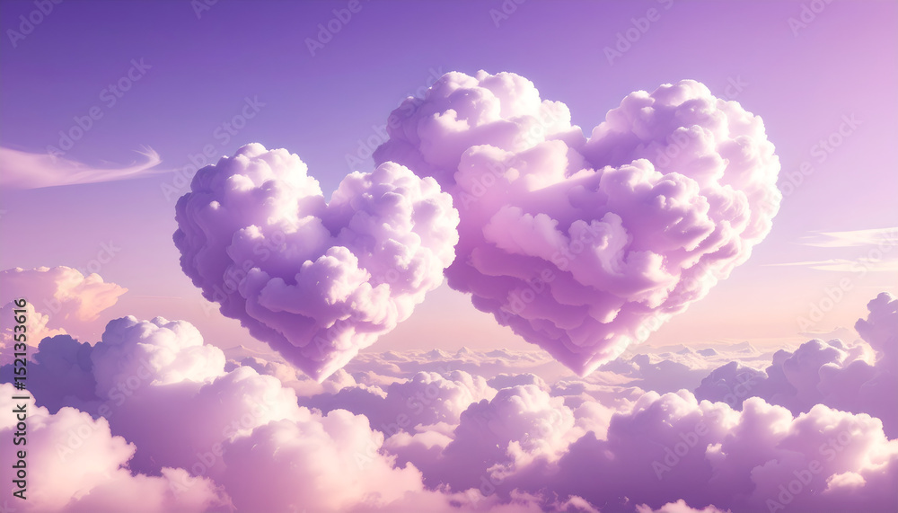 Celestial Love Two Heart-Shaped Clouds in a Dreamy Sky Celestial Love Two Heart-Shaped Clouds in a Dreamy Sky