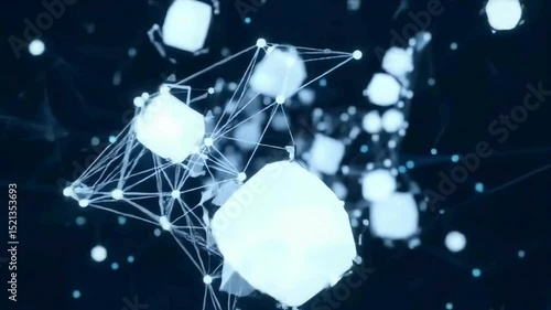 8K Cinematic Video of Abstract Data Network with Glowing Nodes and Dynamic Connections
