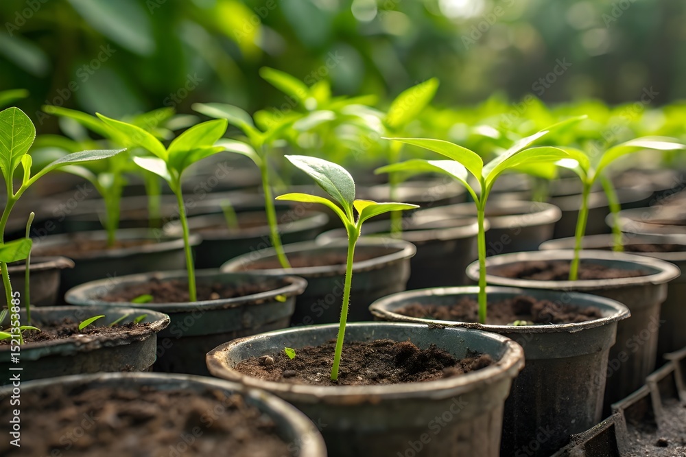 young seedlings in a greenhouse young seedlings in a greenhouse