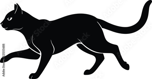 Graceful Walking Cat in Elegant Silhouette Pose