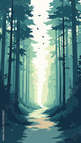 misty morning in the forest