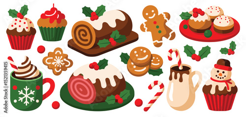 Christmas Festive Treats Collection Cakes, Cookies, and Hot Chocolate